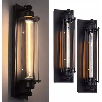 Nástěnné svítidlo 2 ks Nástěnné svítidlo Retro černé Loft retro Lampa teplá bílá E27