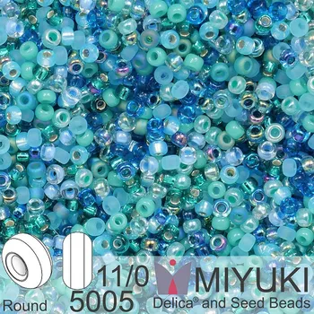 Korálek Korálky Miyuki Round 11/0. Barva Touch of Teal Mix 5005. Balení 5g.