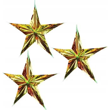 Vrták Hvězda trojrozměrná se zlatavě oranžovým efektem 38 cm, set 3 ks