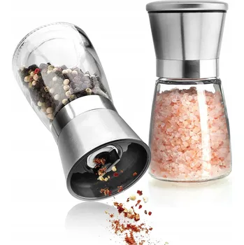 Kuchyňský mlýnek MLÝNEK NA SŮL A PEPŘ 2X KERAMICKÝ SKLENĚNÝ OCEL NASTAVITELNÝ 160 ML