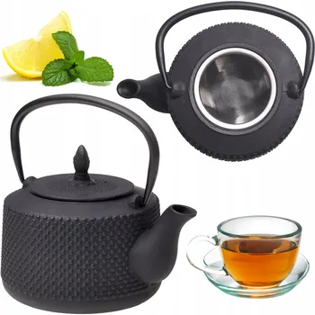 Konvice na čaj KONVICE LITINOVÁ KONVICE NA VAŘENÍ ČAJOVÝCH KONVIC BYLIN 1L KAMILLE ČERNÁ