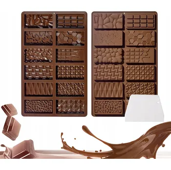 Nádoba na pečení VELKÁ SILIKONOVÁ FORMA NA ČOKOLÁDU, PRALINKY, LED, VOSK – 2X