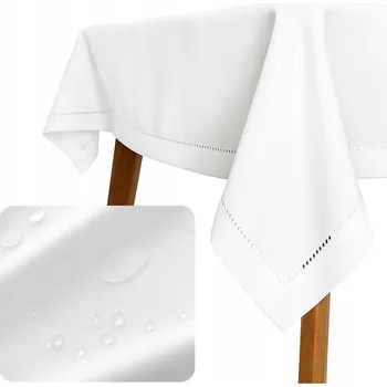 ubrus UBRUS ODOLNÝ SKVRNÁM 140x180 s krajkou hladký klasický Hanah BÍLÝ