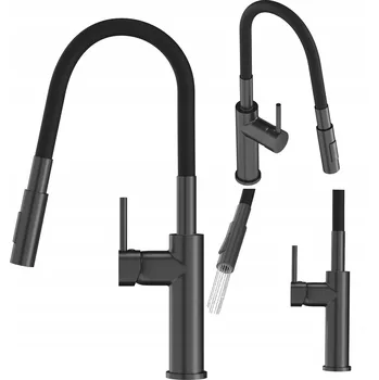 Vodovodní baterie Kuchyňská stojánková baterie Granitan LONAR černá, stříbrná