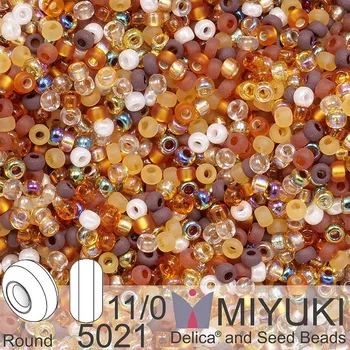 Korálek Korálky Miyuki Round 11/0. Barva Golden Grains Mix 5021. Balení 5g.