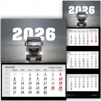 Kalendář Trojdílný kalendář 2026 Nástěnný Kancelářský pro řidiče TIR - různé vzory