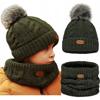 Čepice Khaki zimní komplet: čepice a nákrčník POLAR, velikost 48-56