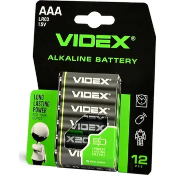 Článková baterie Alkalické baterie Videx AAA (R3) 12 ks