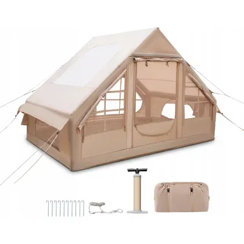 Stan Nafukovací voděodolný stan pro kempování pro 4-6 osob, béžový