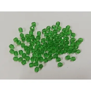 Dětské navlékací korálky Korálky broušené - ohňovky 4mm - čirá zelená - 100ks