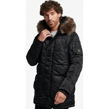 Moto bunda SUPERDRY ČERNÁ PARKA S KAPUCÍ KAPUCE (L)