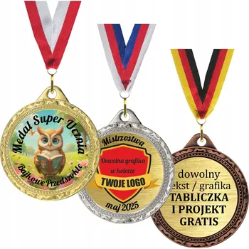 Medaile 32 mm + Hliníková Vlepka + stuha S VLASTNÍM NÁVRHEM DÁREK barevný potisk