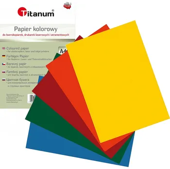Kancelářský papír Barevný papír Titanum A4/100, 80 g/m², 5 intenzivních barev, mix, 100 listů