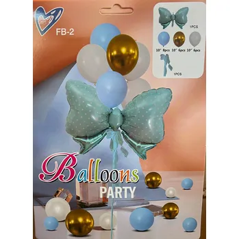 Balónek Sada balónků Baby Boy 1. narozeniny mašle hvězdy 35 ks modrá