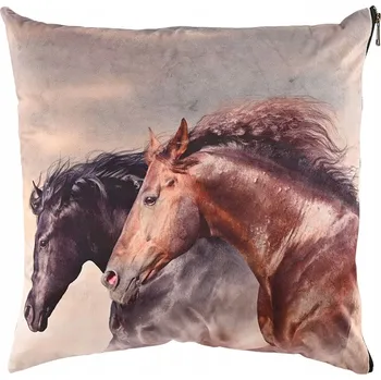 Dekorativní polštářek POVLEČENÍ NA DEKORAČNÍ POLŠTÁŘ KONĚ 45x45cm sametové do obýváku ložnice