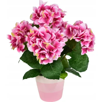 umělá květina Hortenzie růžová 5 květů v keramickém květináči 40x30 cm