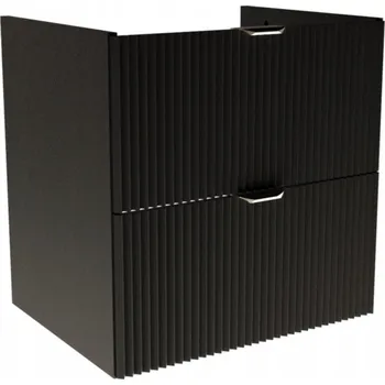 Koupelnový nábytek Skříňka pod umyvadlo 60 cm Černá s rýhovanými dvířky, bez desky Willy
