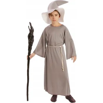 Karnevalový kostým KOSTÝM DĚTSKÝ ŠEDÝ KOUZELNÍK ČARODĚJ KARNEVAL HALLOWEEN 134