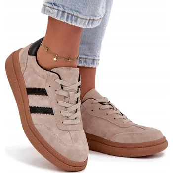 Dámské tenisky DÁMSKÉ SEMIŠOVÉ TENISKY NA PLATFORMĚ NÍZKÉ ŠNĚROVACÍ BÉŽOVÉ VEL. 37