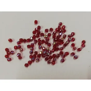 Dětské navlékací korálky Korálky broušené - ohňovky 3mm - červená/duhová - 100ks