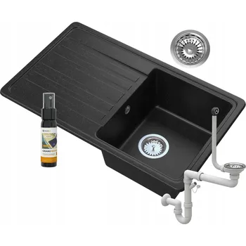 Granitový dřez Jednokomorový granitový dřez Granitan LEMON černá žula