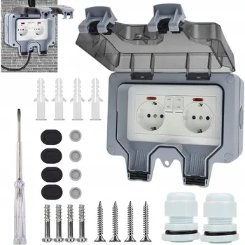 Elektrická zásuvka Dvojitá venkovní elektrická zásuvka prachotěsná vodotěsná IP66 250V