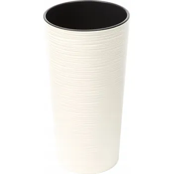 Květináč Květináč plast béžový Lamela 25 cm x 25 x 46 cm