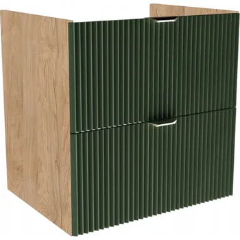 Koupelnový nábytek Skříňka pod umyvadlo 60 cm 2 zásuvky Šalvějová/Ořech bez desky Willy