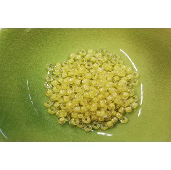 Dětské navlékací korálky Korálky PRECIOSA rokajl vel.7/0 - čirá se žlutým průtahem - 10g