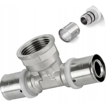 rozdělovač topení T-rozdělovač PEX VNITŘNÍ ZÁVIT 20x1/2x20, lisovaný, upnutý