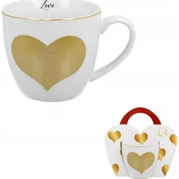 Zlaté Velké Srdce - porcelánový hrnek bílý (460 ml)