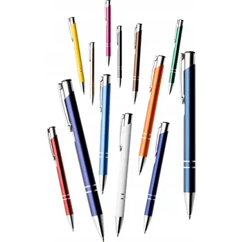 Propiska kovový gravírovaný, vícebarevný, modrá náplň, 10 ks