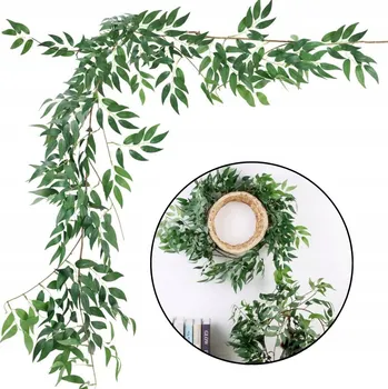 umělá květina GIRLANDA Z LISTŮ RUSKUSU LISTNATEC GIRLANDA Z BŘEČŤANU ZÁVĚSY LISTY BŘEČŤAN