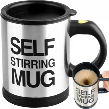 Termohrnek TERMO HRNEK NA KÁVU ČAJ SAMOMÍCHACÍ MÍCHACÍ ČERNÝ 350ML