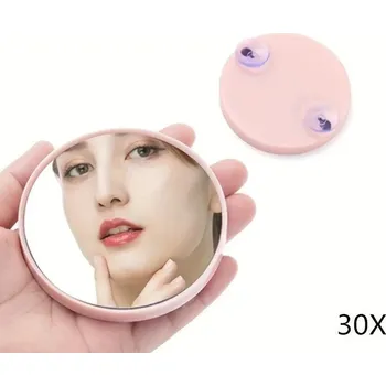 Kosmetické zrcátko Zvětšovací zrcátko na líčení s přísavkou | kosmetické doplňky - 30X růžová