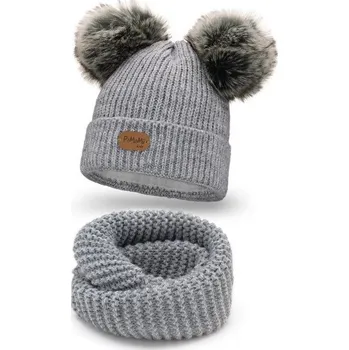 Kšiltovka Pamami Dětský zimní set Gideonr světle šedá One size