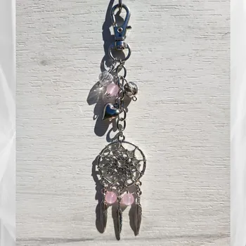 Přívěsek na klíče - Lapač snů s jadeitem a křišťálem