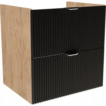 Koupelnový nábytek Skříňka pod umyvadlo 60 cm 2 zásuvky Černá/Ořech bez desky Willy