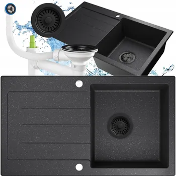 Granitový dřez Dřez granitový, skvrnitý, jednokomorový, zapuštěný, s odkapávačem