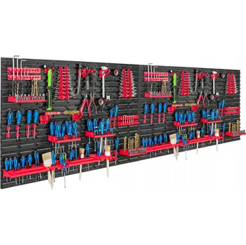 Obraz Nástěnná dílenská deska SimpleThing černá 230x78 cm s příslušenstvím