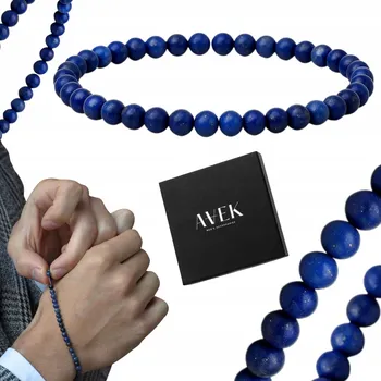 Náramek PÁNSKÝ NÁRAMEK KORÁLKOVÝ MODRÝ Z KAMENE TENKÝ JAKO DÁREK LAPIS LAZULI