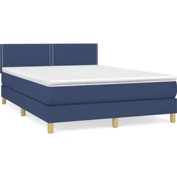 Postel Dřevěná dvoulůžková postel 140x200 cm, modrá