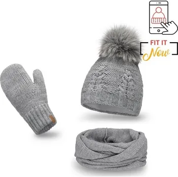 Čepice Pamami Dámský zimní set Jeriel světle šedá One size