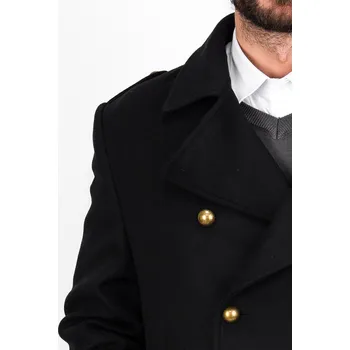 Pánský trenčkot Zapana Pánský vlněný kabát s příměsí kašmíru Emile černý S