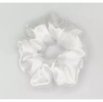 Saténová Scrunchie gumička bílá XXL