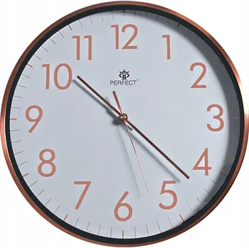 Hodiny Nástěnné hodiny Kulatý Tichý chod plynulý Zlaté / Bílé 30 cm Perfect