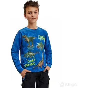 Dětská móda CHLAPECKÉ TRIČKO S DINOSAURY DT9418 VELIKOSTI 98-128 Velikost: 116, Barva: Modrá