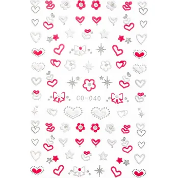 samolepka 3D samolepicí nehtové Samolepky s motivem valentýnských srdíček CO-040