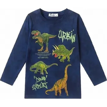 CHLAPECKÉ TRIČKO S DINOSAURY DT9418 VELIKOSTI 98-128 Velikost: 98, Barva: Tmavě modrá