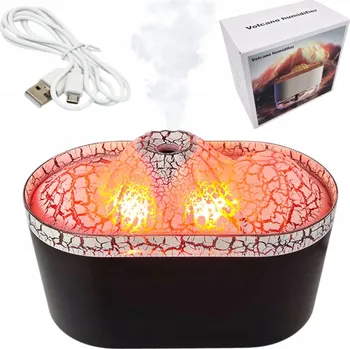 Zvlhčovač vzduchu PŘENOSNÝ ZVLHČOVAČ VZDUCHU USB DIFUZÉR AROMATERAPIE VULKÁN ČERNÝ